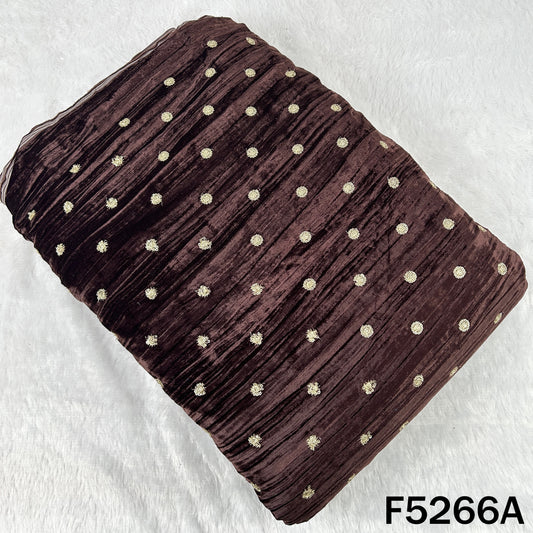 Zari Sequins Embroidered Wrinkled Velvet Fabric - F5266
