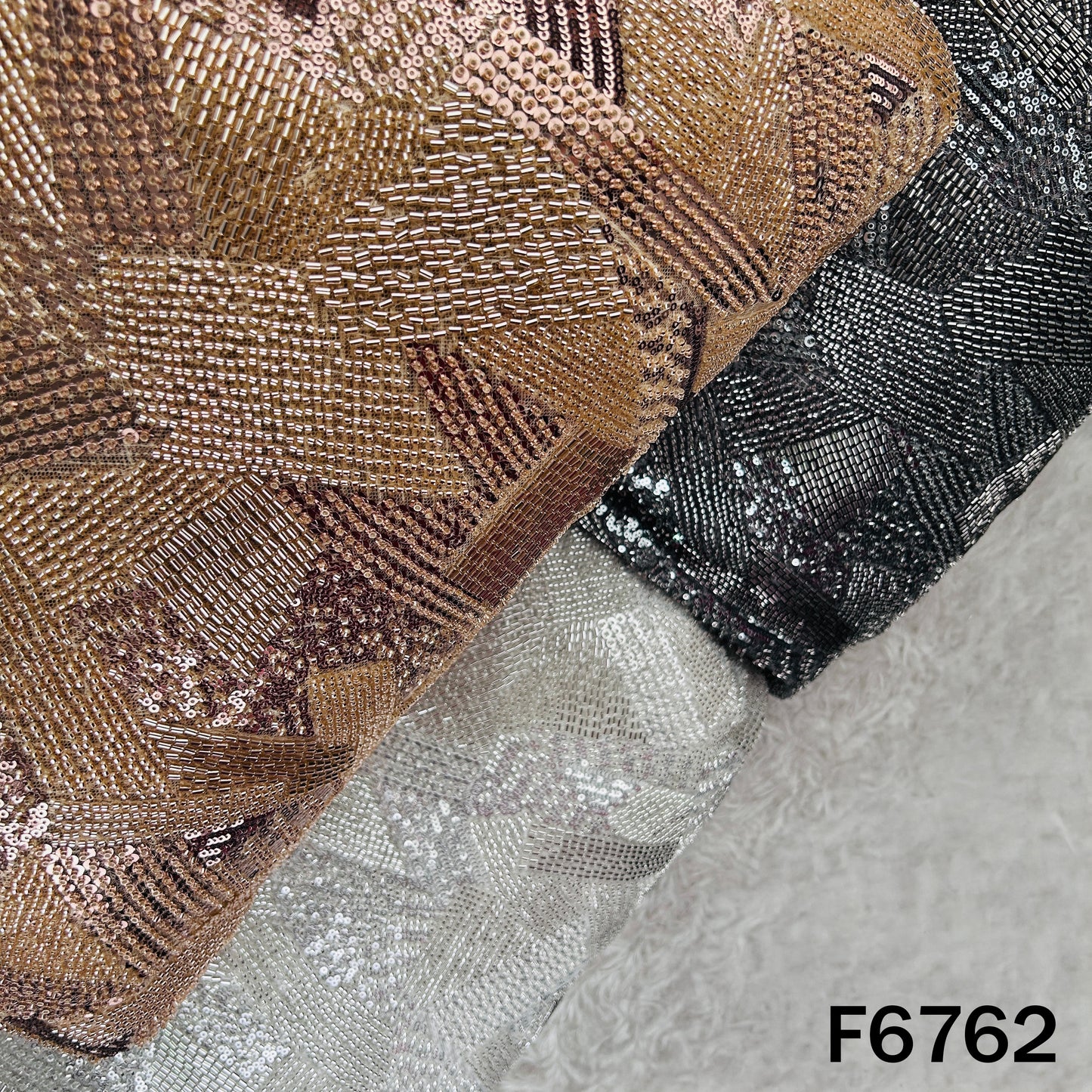 Cut Dana Sequins Embroidered Net Fabric - F6762
