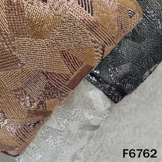 Cut Dana Sequins Embroidered Net Fabric - F6762