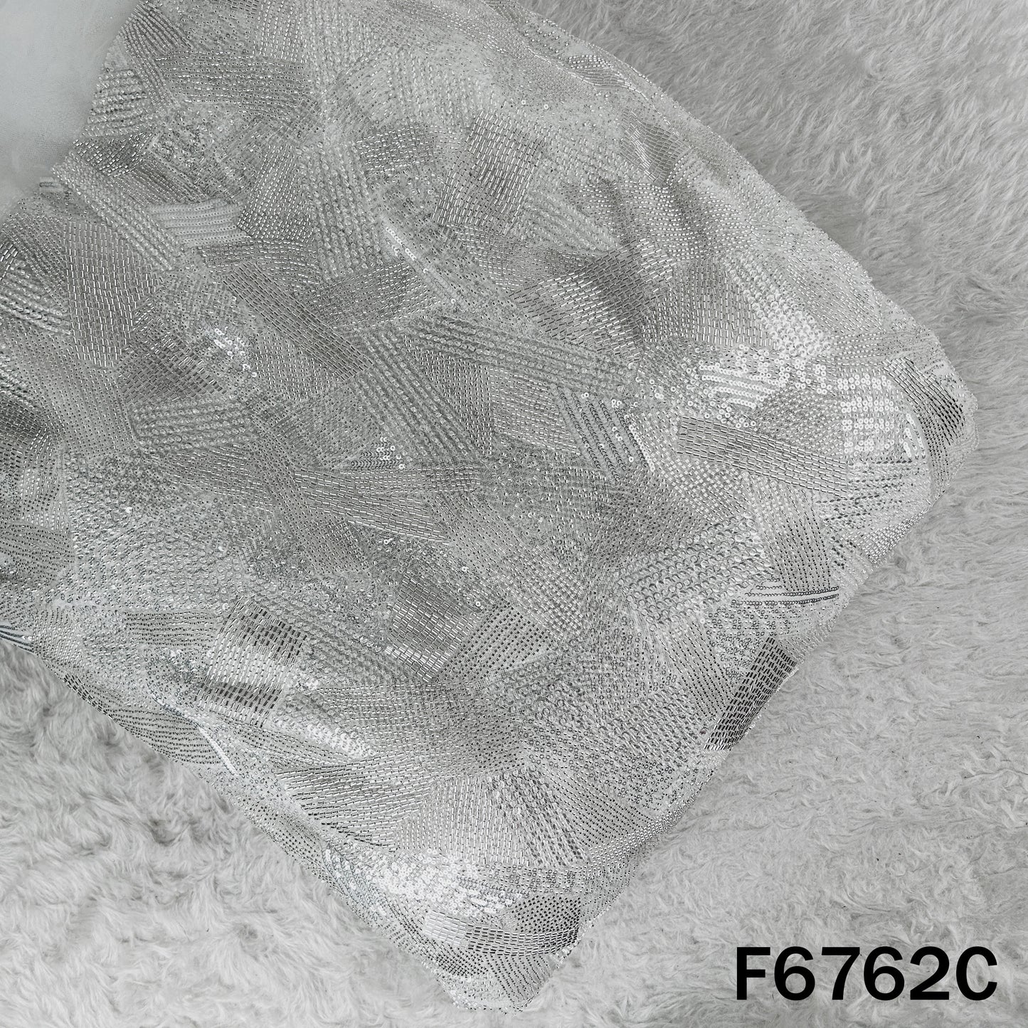 Cut Dana Sequins Embroidered Net Fabric - F6762