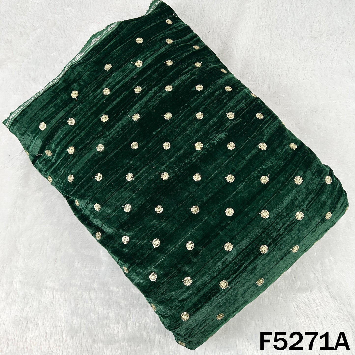 Zari Sequins Embroidered Wrinkled Velvet Fabric -  F5271