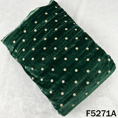 Zari Sequins Embroidered Wrinkled Velvet Fabric -  F5271