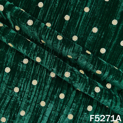 Zari Sequins Embroidered Wrinkled Velvet Fabric -  F5271
