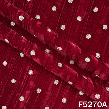 Zari Sequins Embroidered Wrinkled Velvet Fabric - F5270