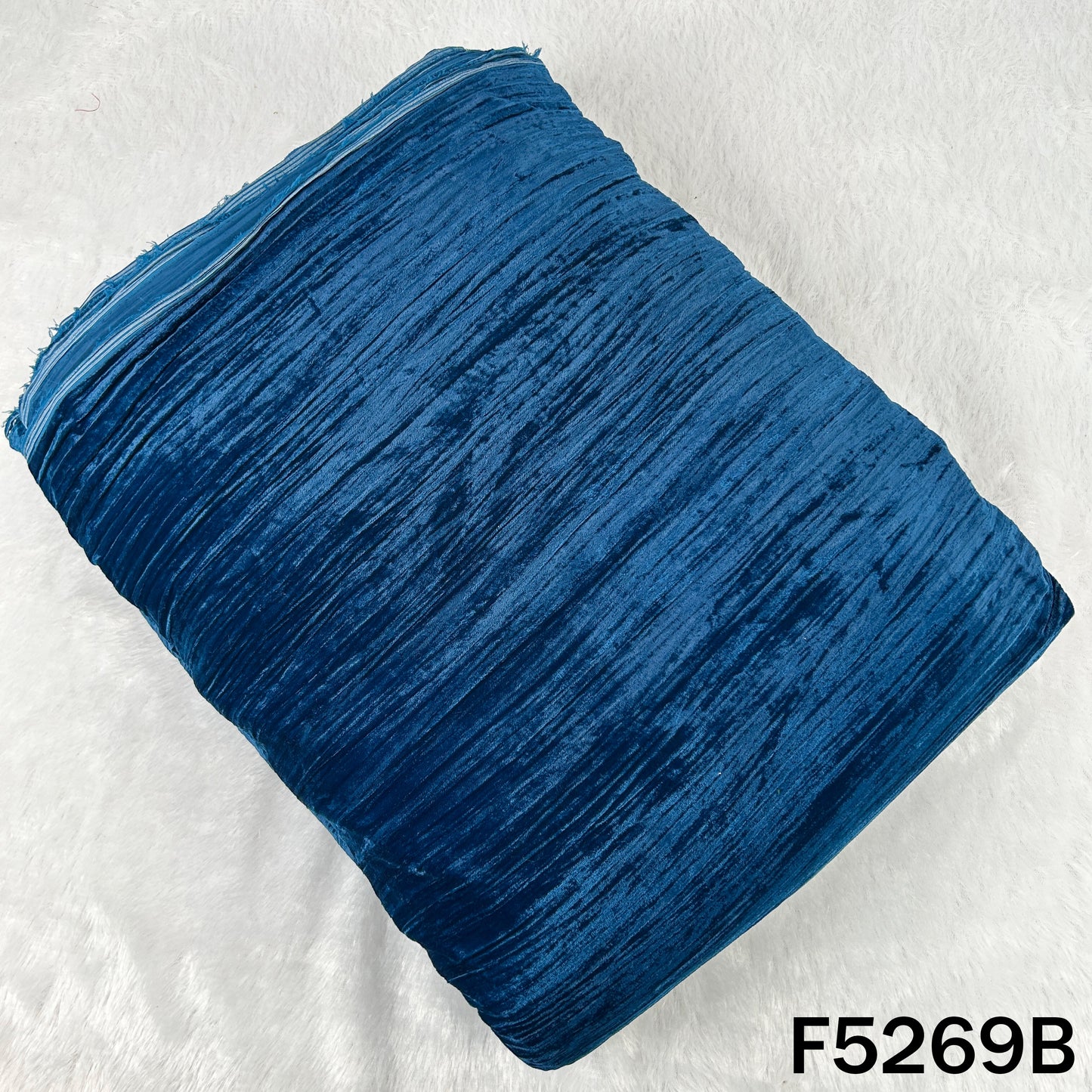 Zari Sequins Embroidered Wrinkled Velvet Fabric - F5269