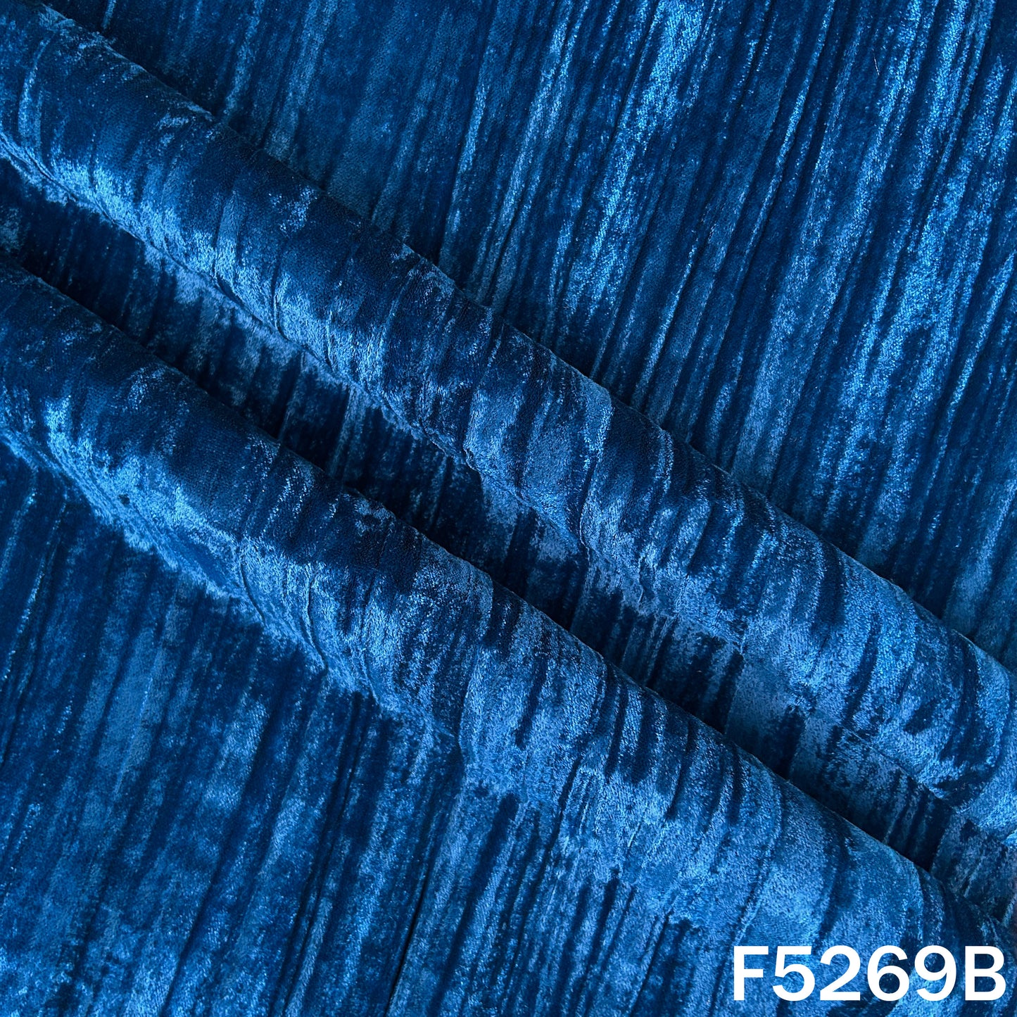 Zari Sequins Embroidered Wrinkled Velvet Fabric - F5269
