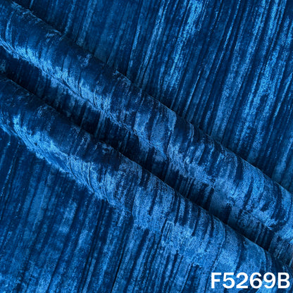 Zari Sequins Embroidered Wrinkled Velvet Fabric - F5269