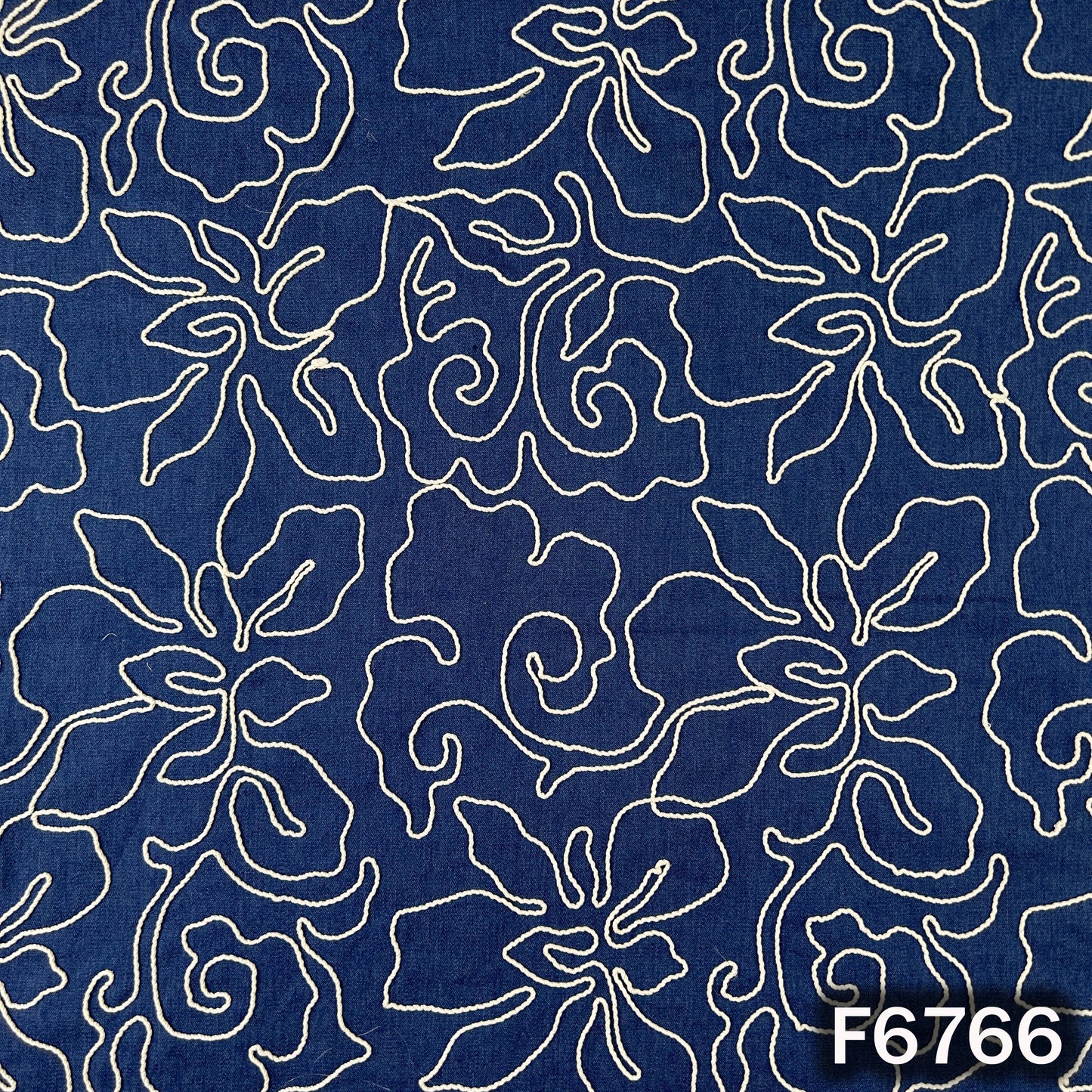 Doria Embroidered Denim Fabric - F6766