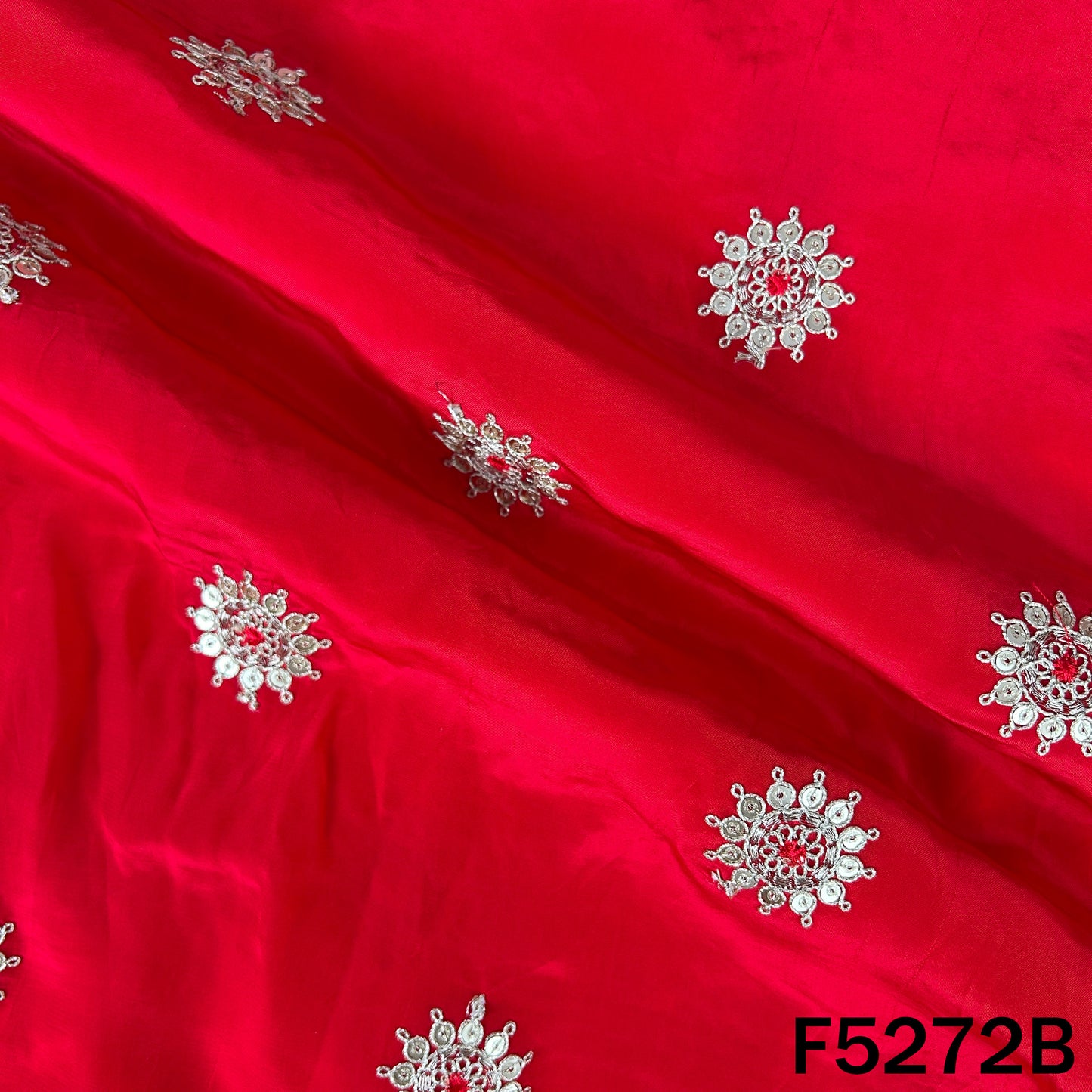 Zari Sequins Thread Work Viscose Crepe Fabric - F5272