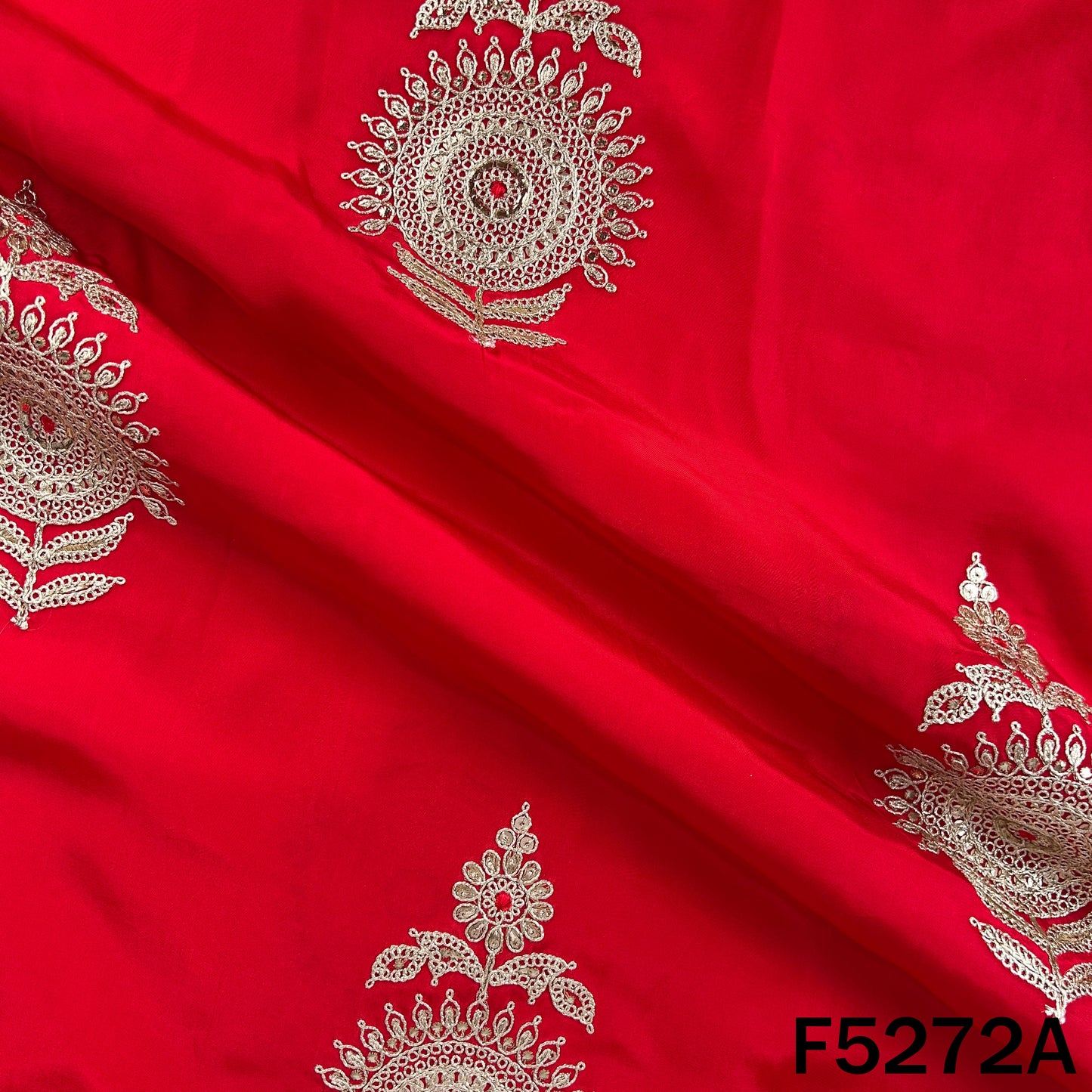 Zari Sequins Thread Work Viscose Crepe Fabric - F5272