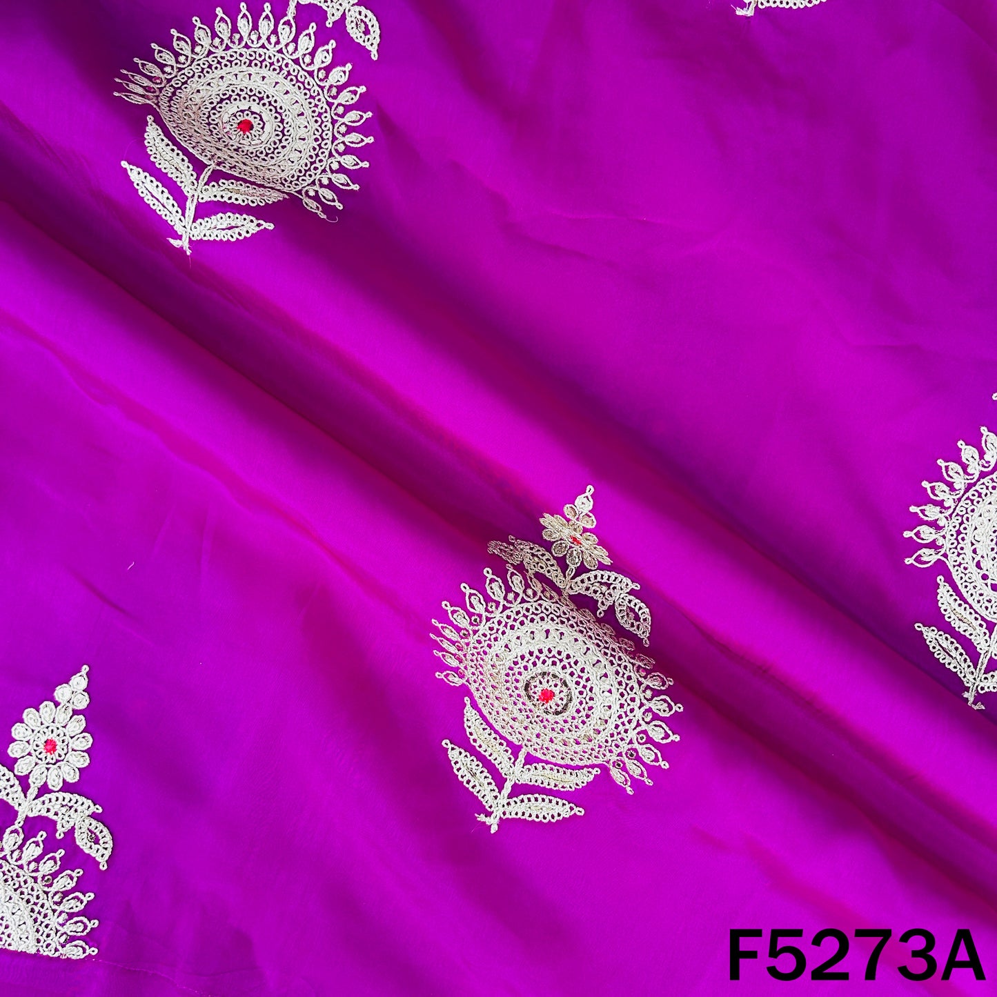 Zari Sequins Thread Work Viscose Crepe Fabric - F5273