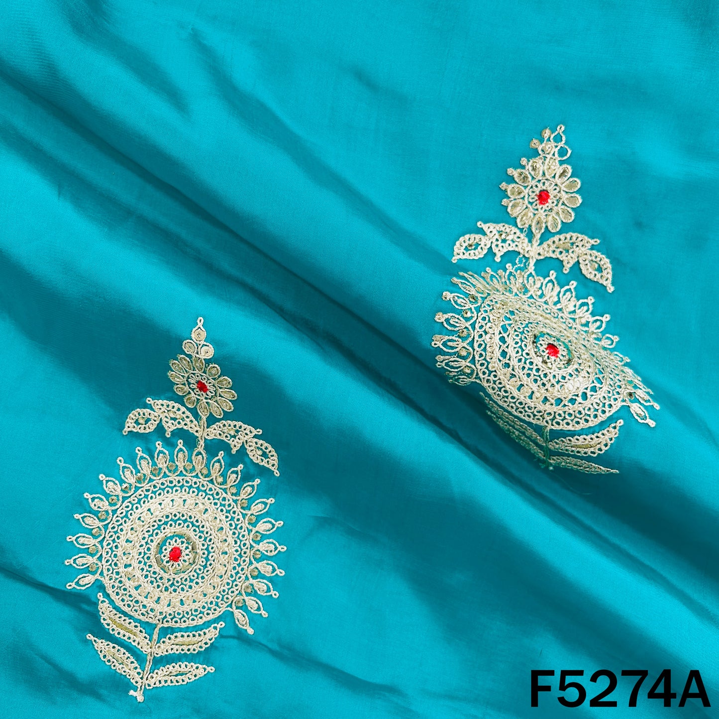 Zari Sequins Thread Work Viscose Crepe Fabric - F5274