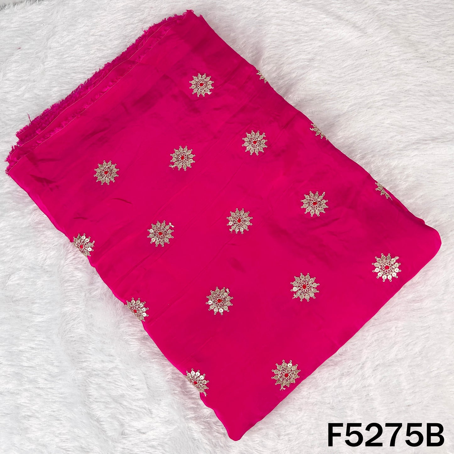 Zari Sequins Thread Work Viscose Crepe Fabric - F5275