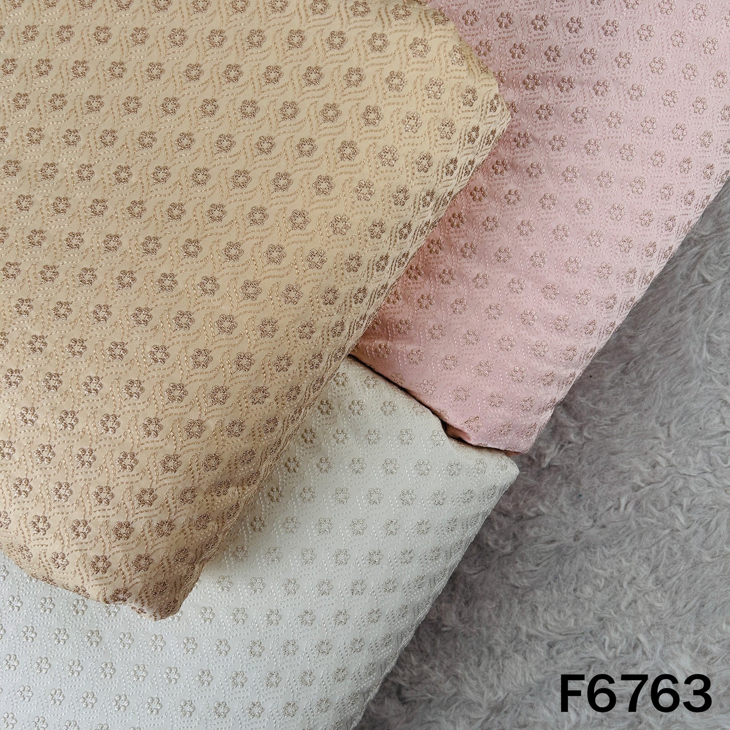 Thread Sequins Embroidered Satin Silk Fabric - F6763