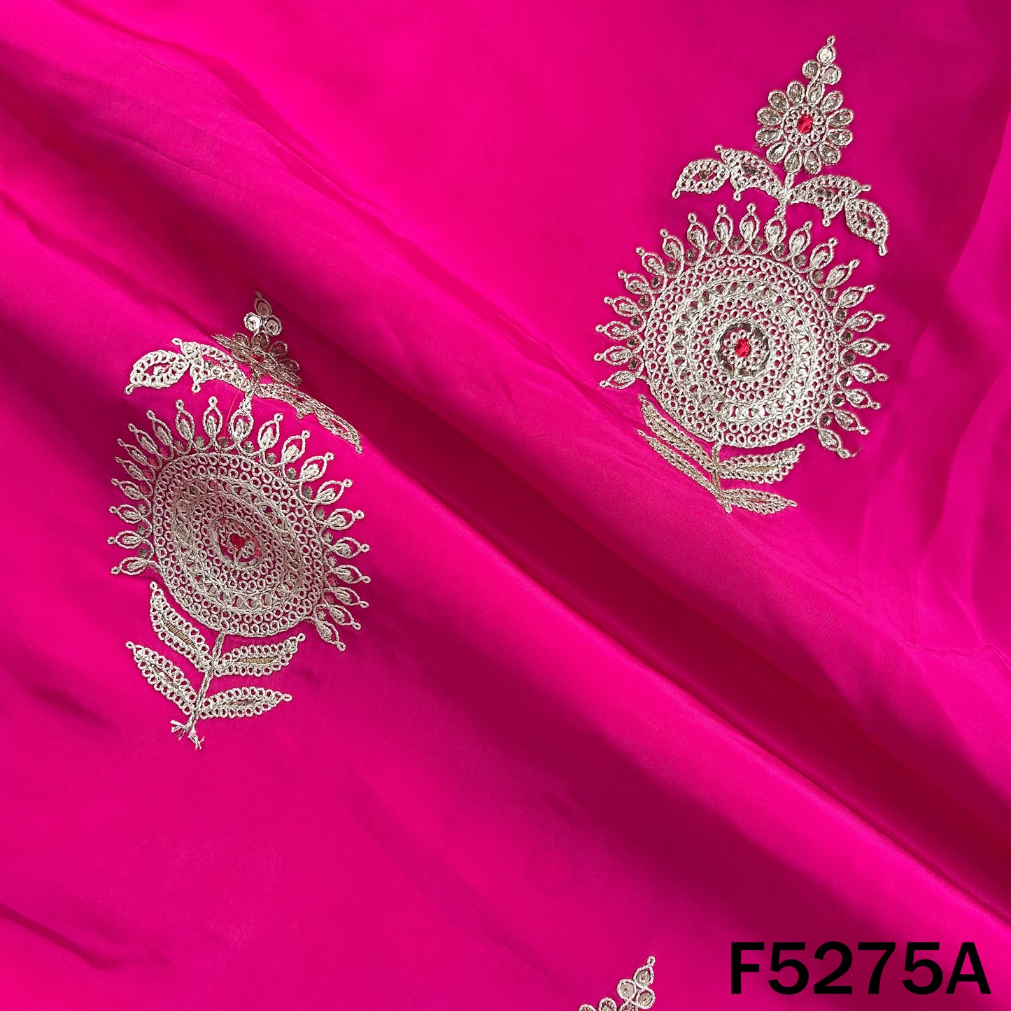 Zari Sequins Thread Work Viscose Crepe Fabric - F5275