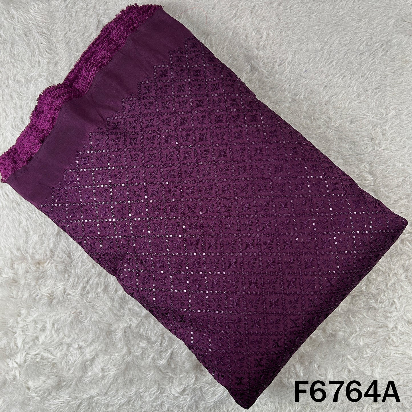 Thread Sequins Embroidered Dola Silk Fabric - F6764