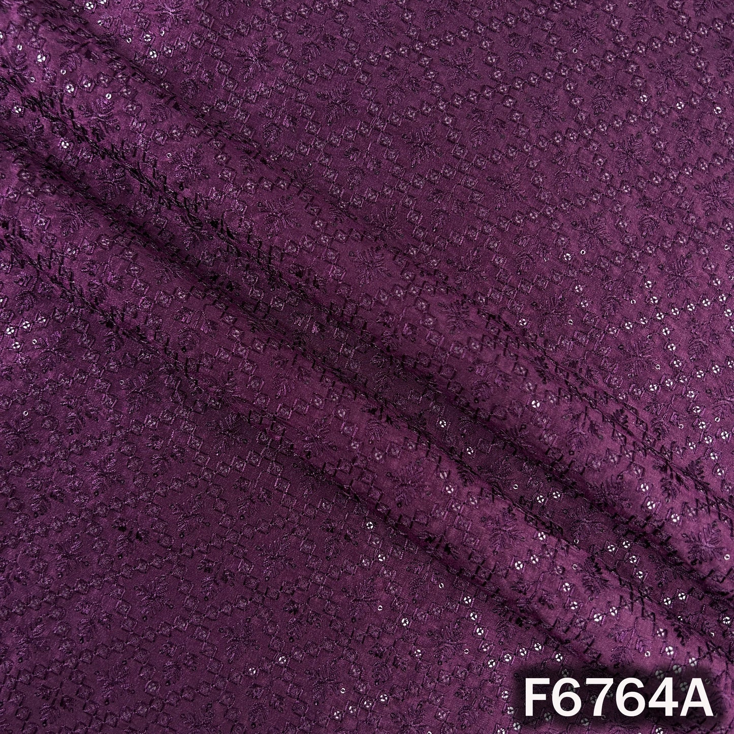 Thread Sequins Embroidered Dola Silk Fabric - F6764