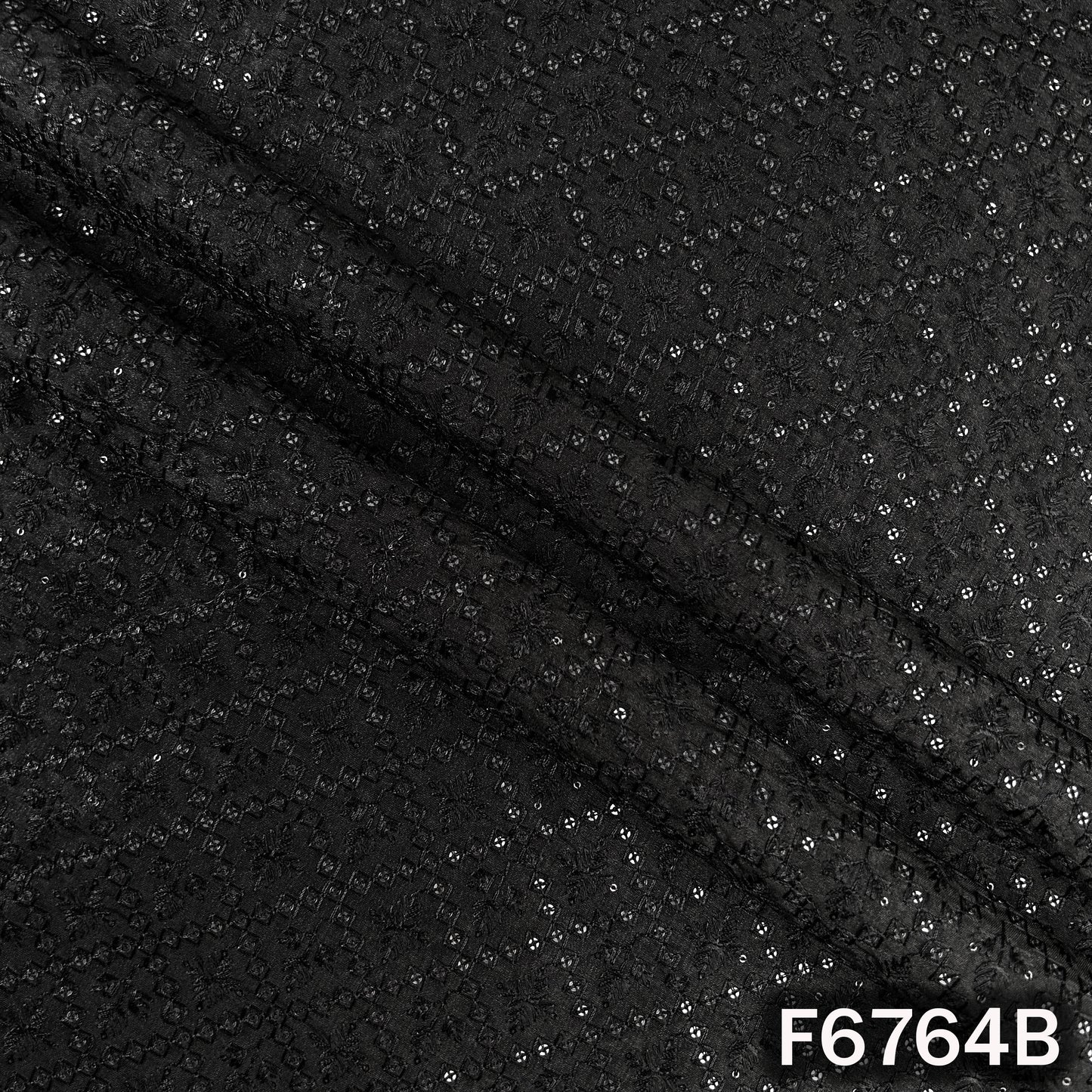 Thread Sequins Embroidered Dola Silk Fabric - F6764
