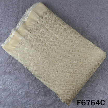 Thread Sequins Embroidered Dola Silk Fabric - F6764