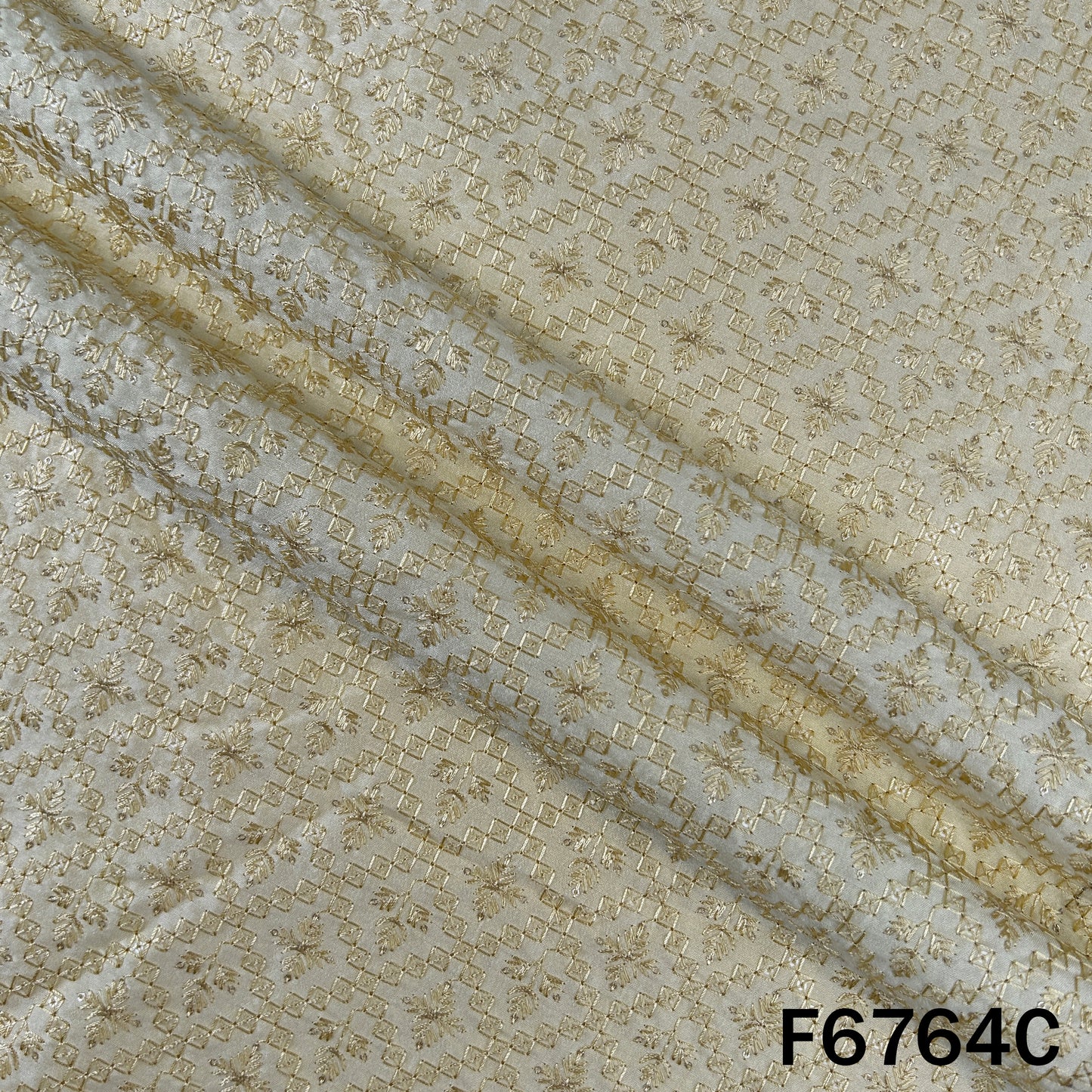 Thread Sequins Embroidered Dola Silk Fabric - F6764