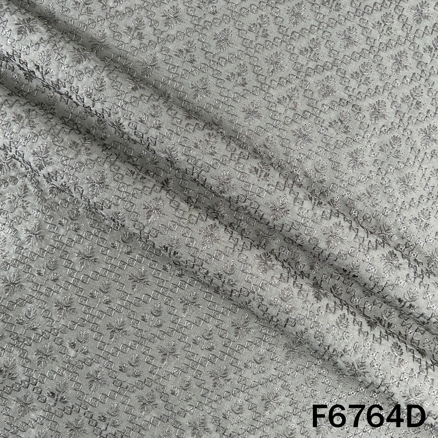 Thread Sequins Embroidered Dola Silk Fabric - F6764