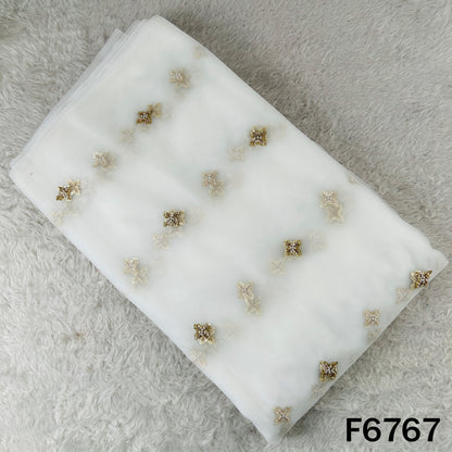 Dyeable Cut Dana Sequins Moti Work Net Fabric - F6767