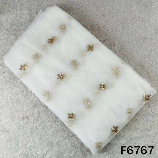 Dyeable Cut Dana Sequins Moti Work Net Fabric - F6767