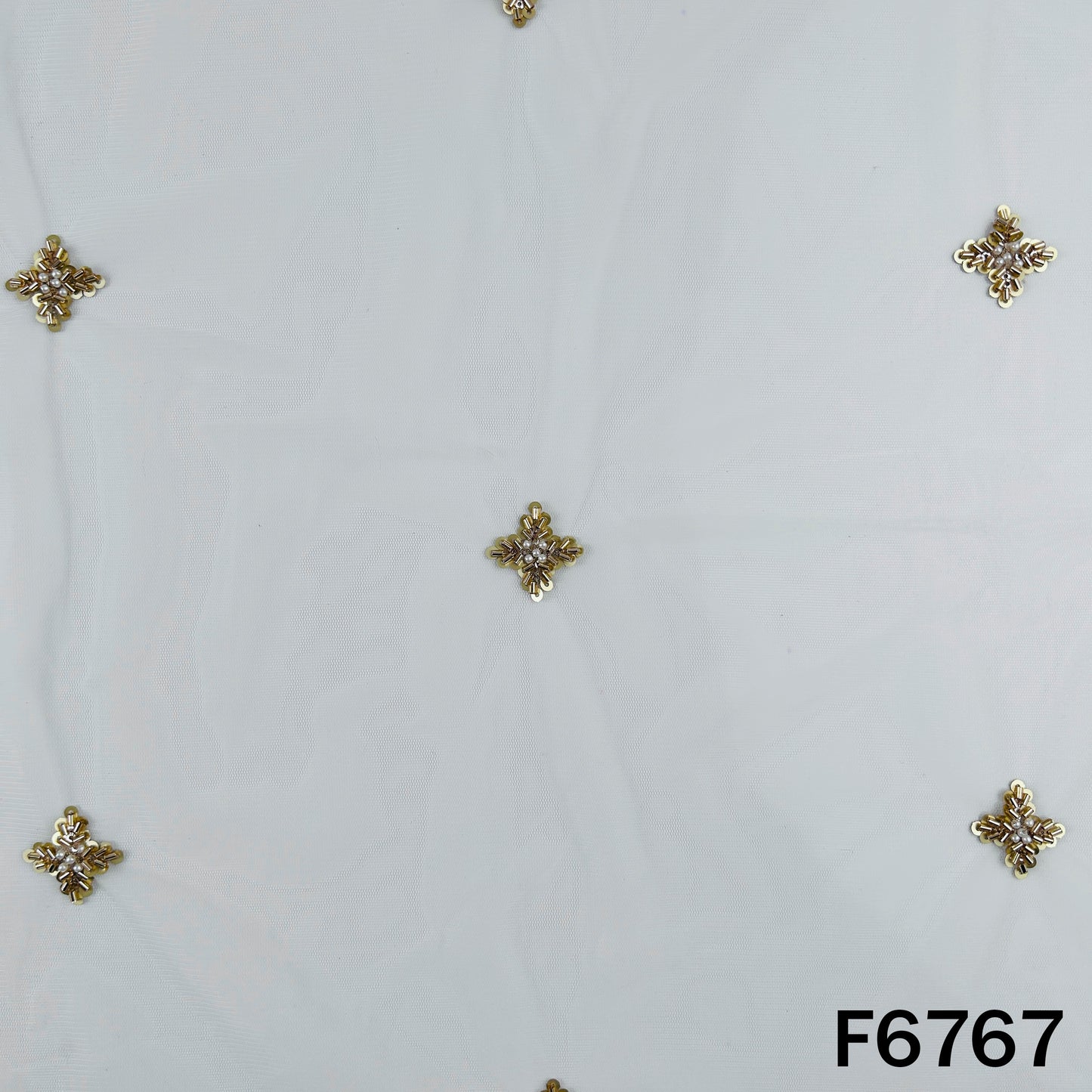 Dyeable Cut Dana Sequins Moti Work Net Fabric - F6767
