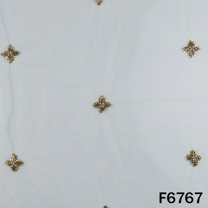 Dyeable Cut Dana Sequins Moti Work Net Fabric - F6767