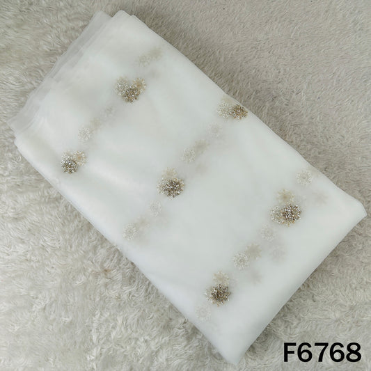 Dyeable Cut Dana Sequins Work Net Fabric - F6768