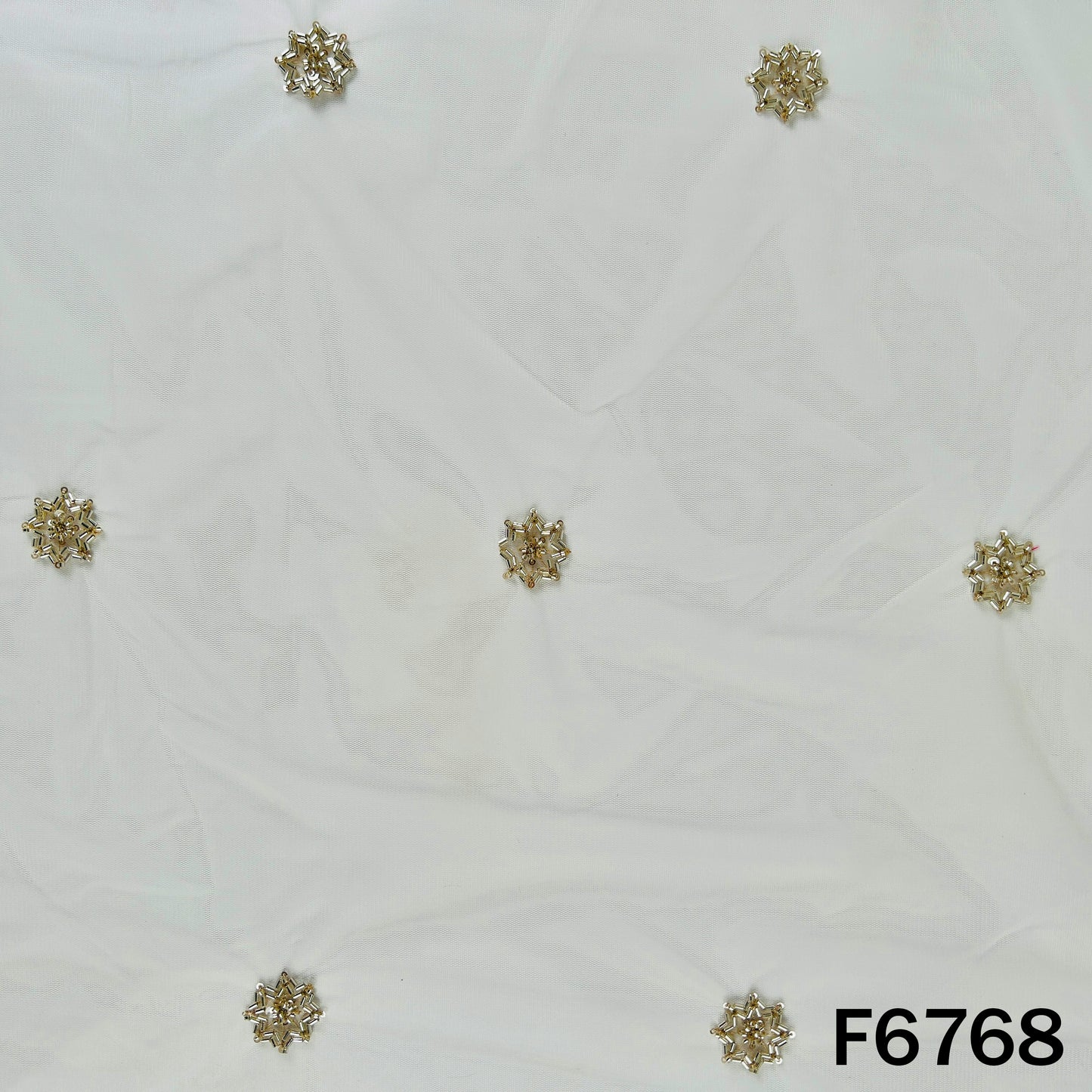 Dyeable Cut Dana Sequins Work Net Fabric - F6768