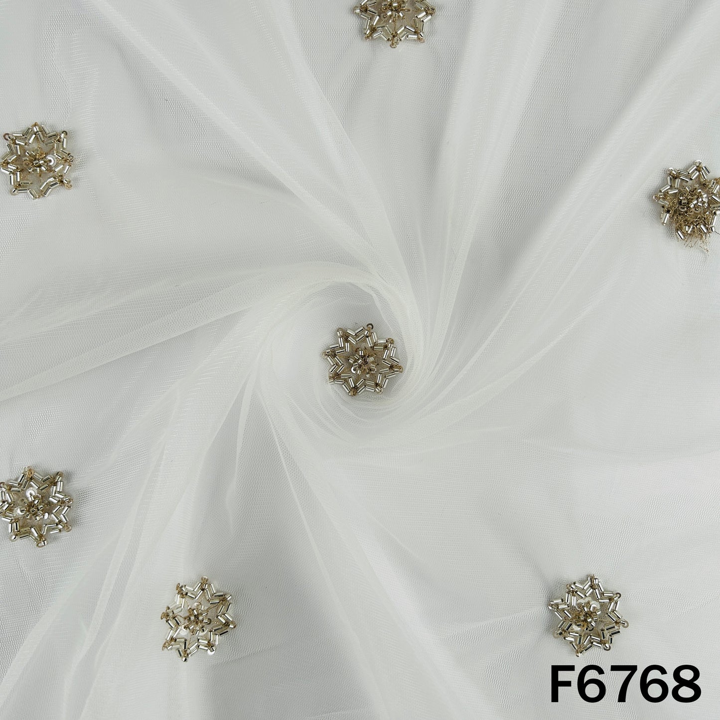 Dyeable Cut Dana Sequins Work Net Fabric - F6768