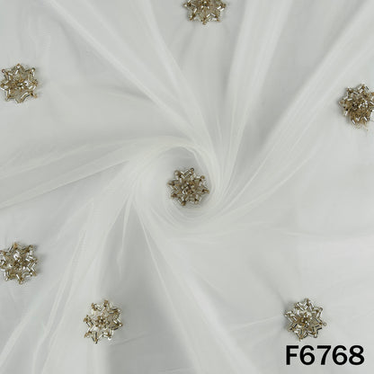Dyeable Cut Dana Sequins Work Net Fabric - F6768