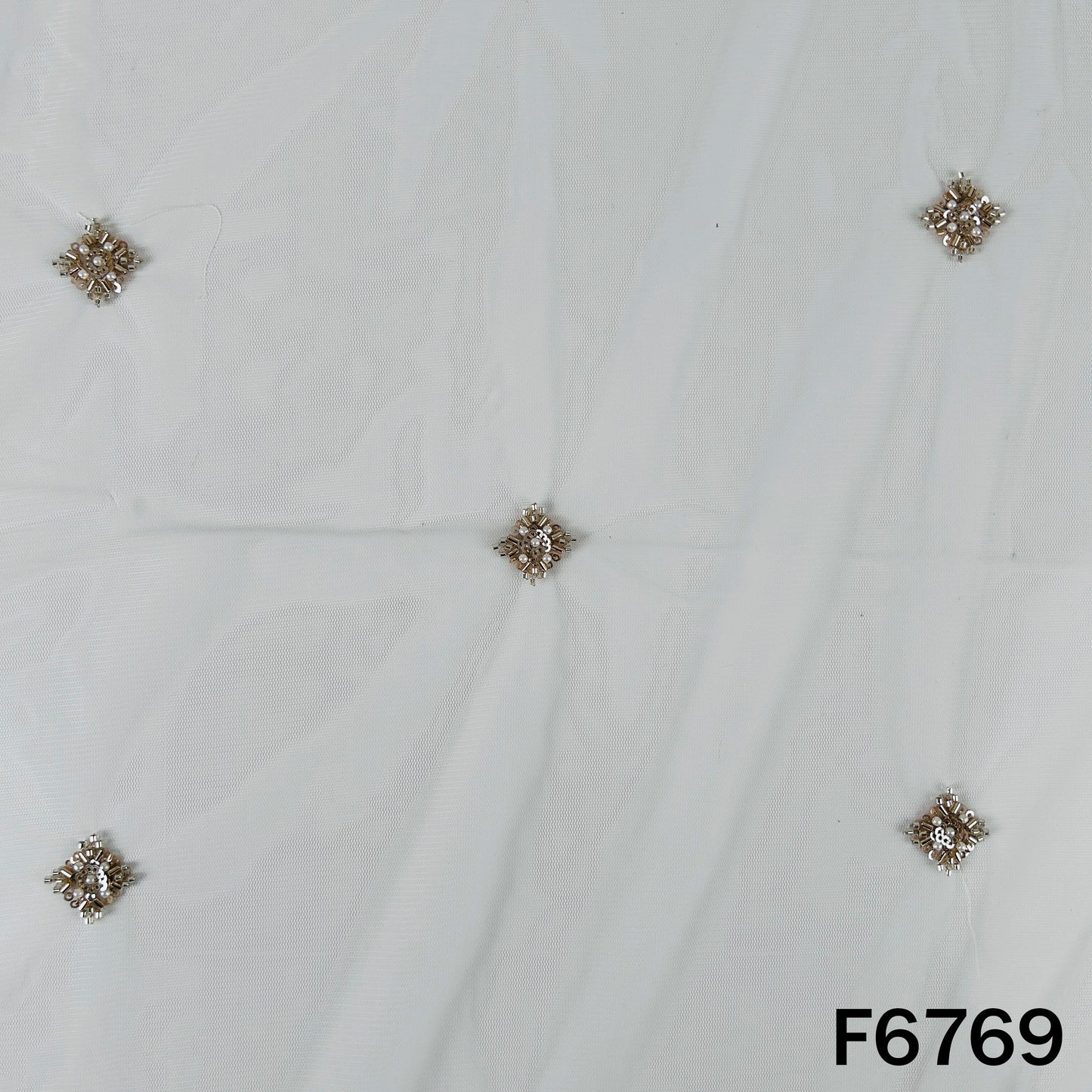 Dyeable Cut Dana Sequins Moti Work Net Fabric - F6769