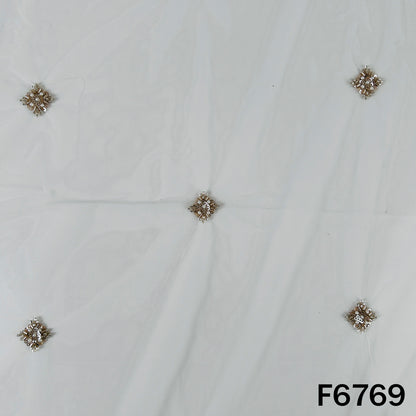 Dyeable Cut Dana Sequins Moti Work Net Fabric - F6769