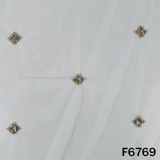 Dyeable Cut Dana Sequins Moti Work Net Fabric - F6769