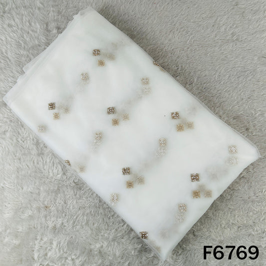 Dyeable Cut Dana Sequins Moti Work Net Fabric - F6769