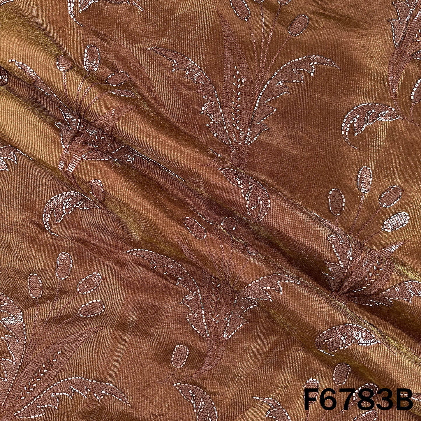 Cut Dana Thread Sequins Embroidered Shimmer Tissue Fabric - F6783