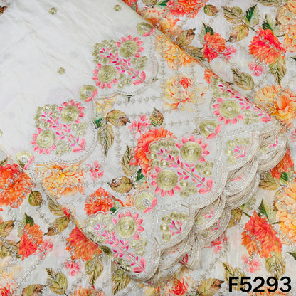 Digital Print Zari Sequins Embroidered Shimmer Tissue Fabric - F5293