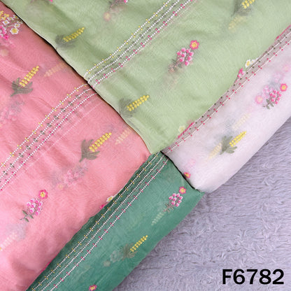 Thread Sequins Work Mul Chanderi Fabric - F6782