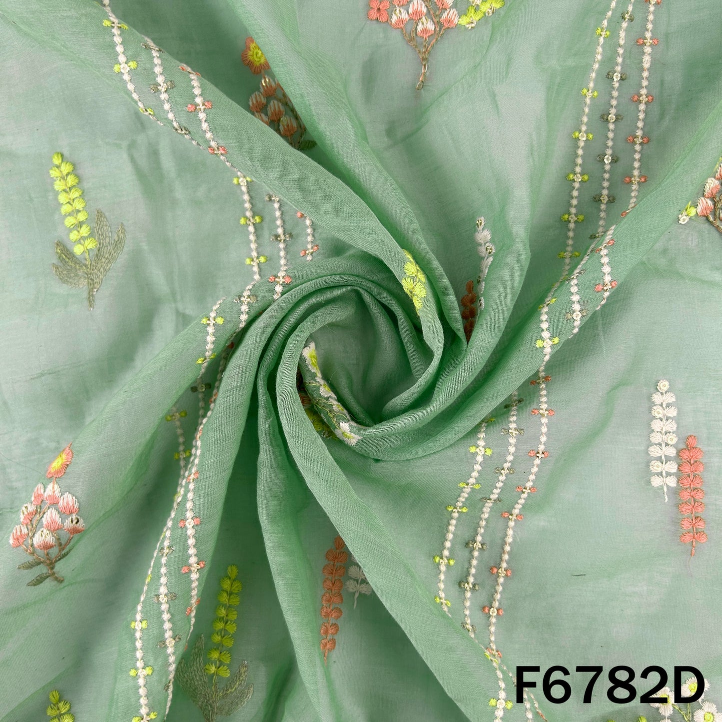 Thread Sequins Work Mul Chanderi Fabric - F6782
