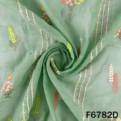 Thread Sequins Work Mul Chanderi Fabric - F6782