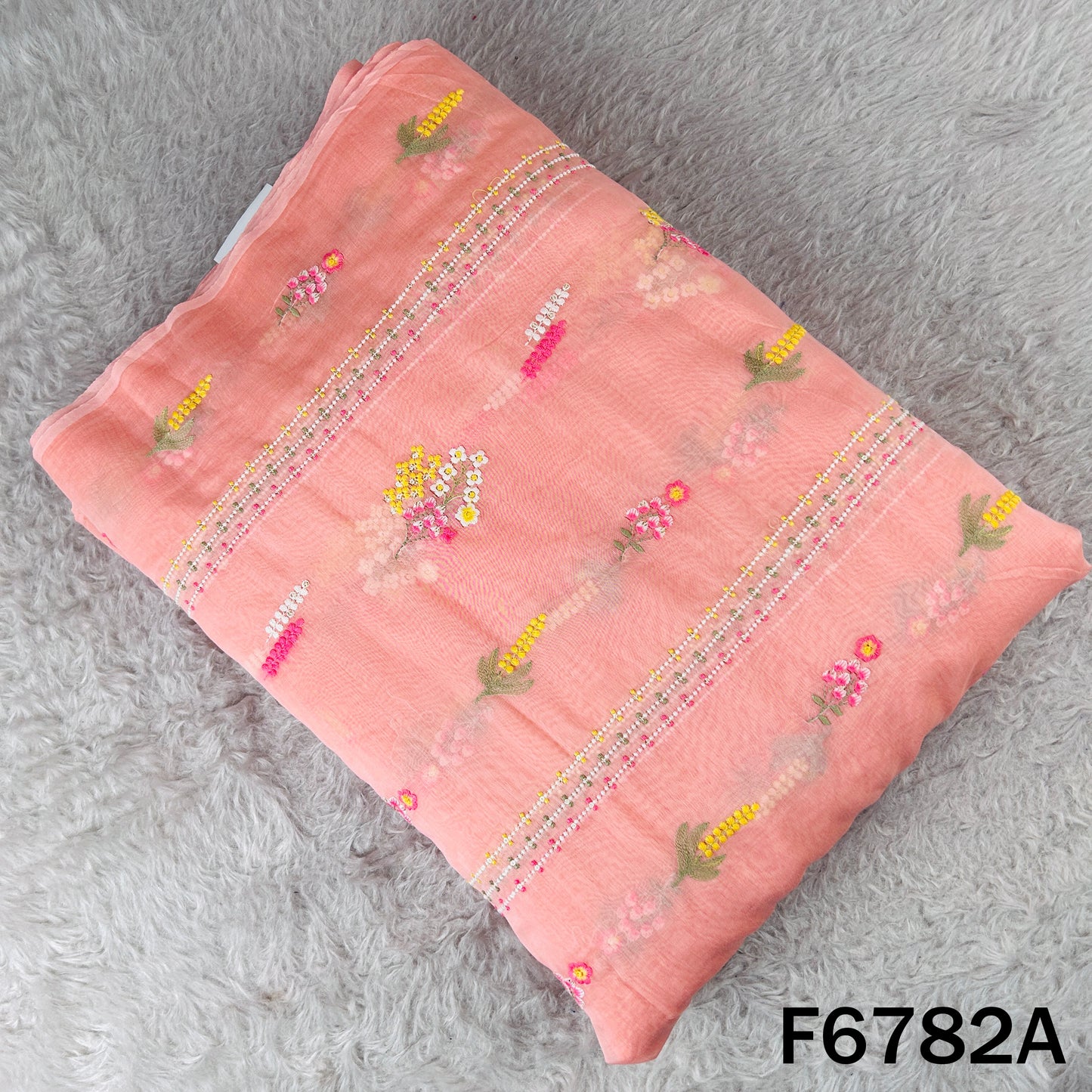Thread Sequins Work Mul Chanderi Fabric - F6782