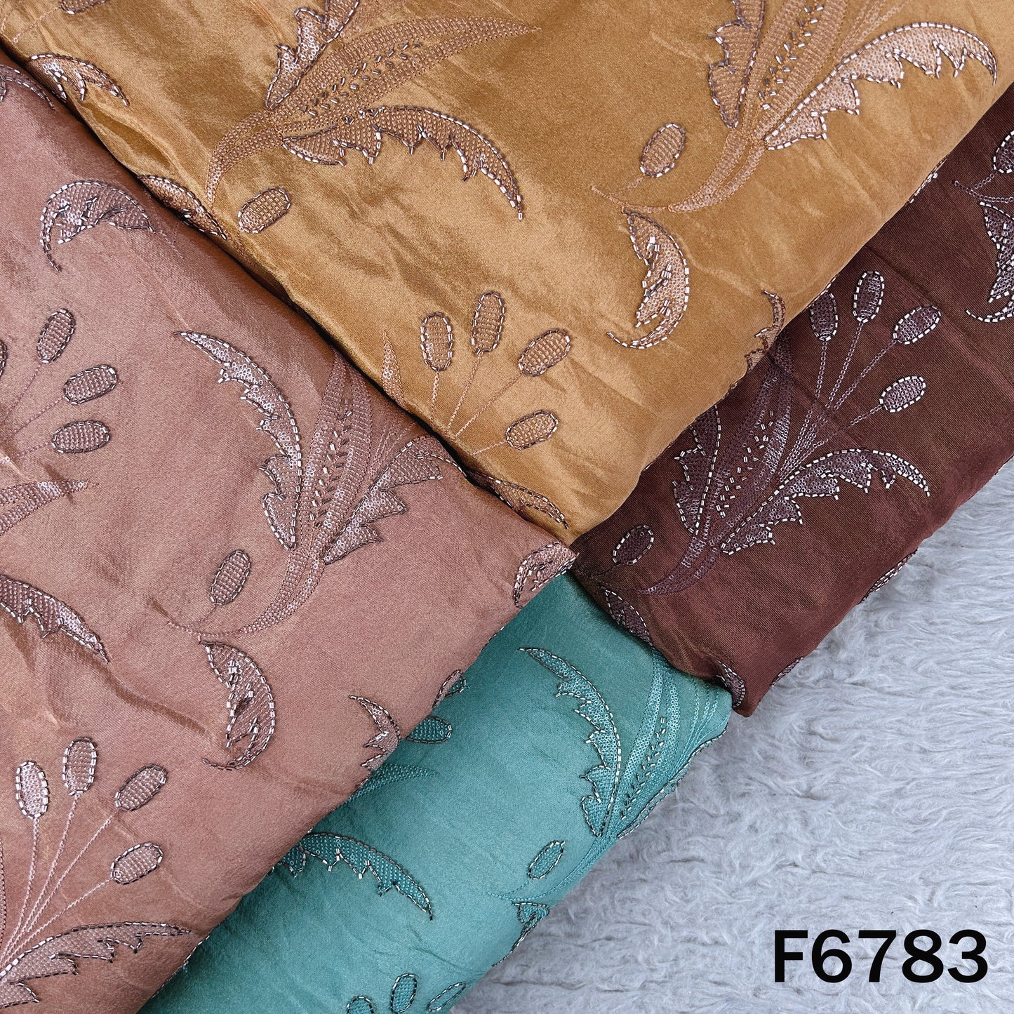 Cut Dana Thread Sequins Embroidered Shimmer Tissue Fabric - F6783
