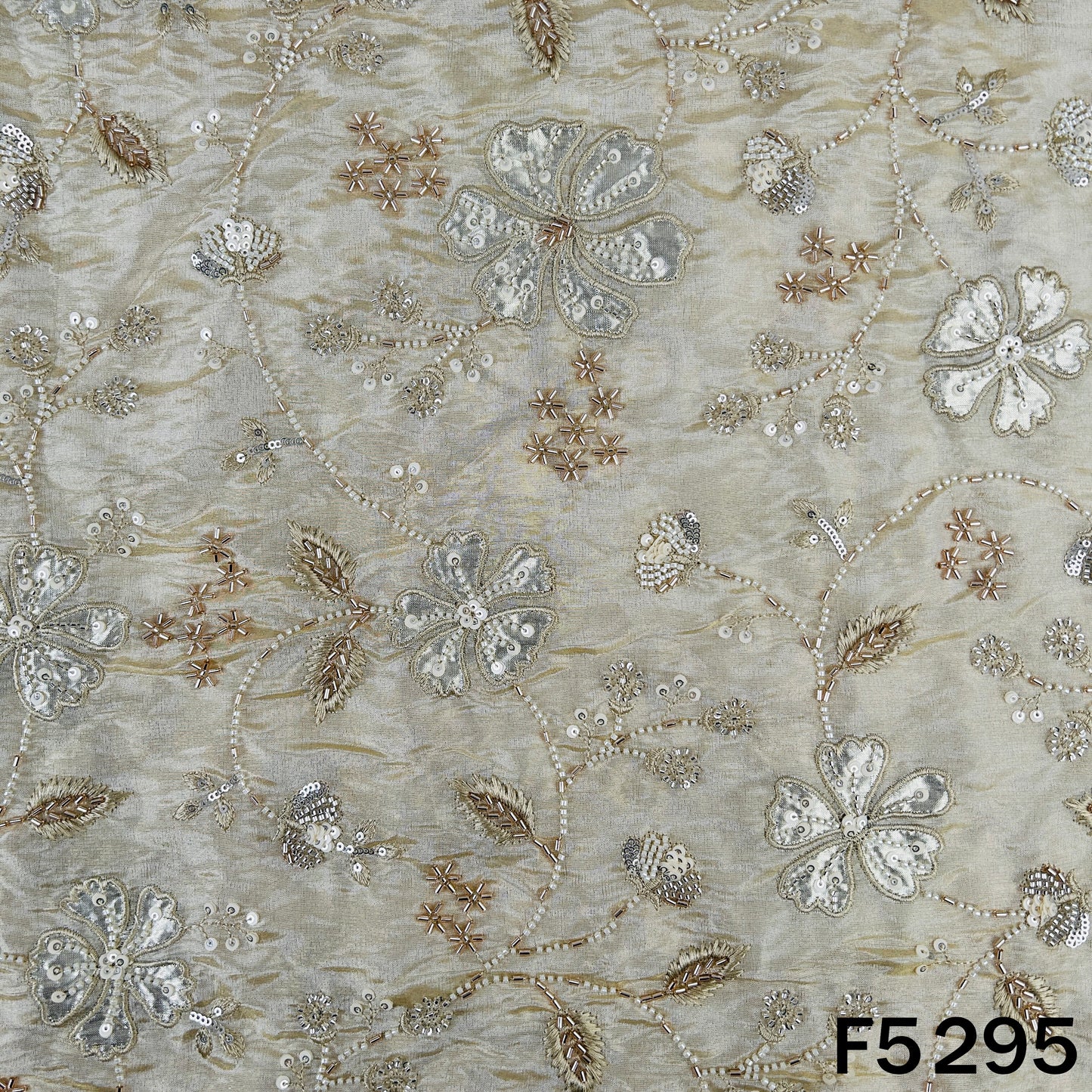 Cut Dana Thread Sequins Embroidered Shimmer Tissue Fabric - F5295