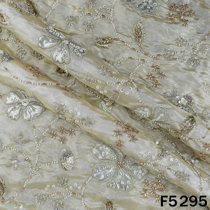 Cut Dana Thread Sequins Embroidered Shimmer Tissue Fabric - F5295