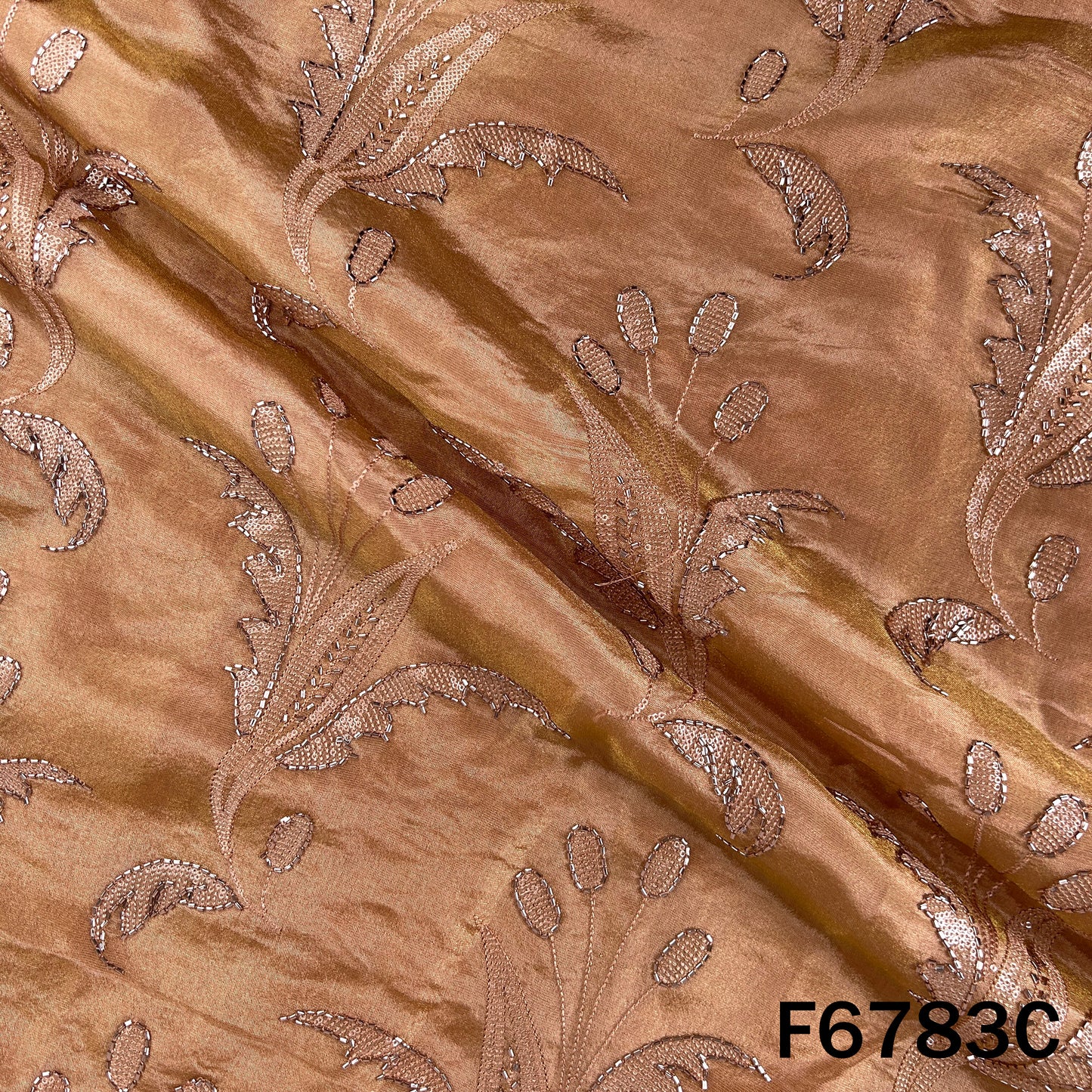 Cut Dana Thread Sequins Embroidered Shimmer Tissue Fabric - F6783