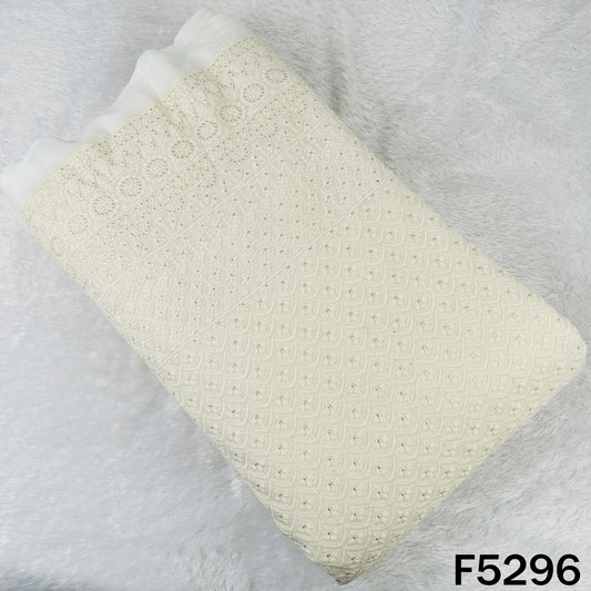 Dyeable Thread Sequins Embroidered Georgette Fabric - F5296