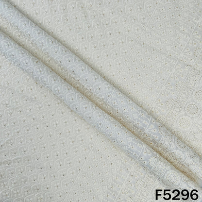 Dyeable Thread Sequins Embroidered Georgette Fabric - F5296