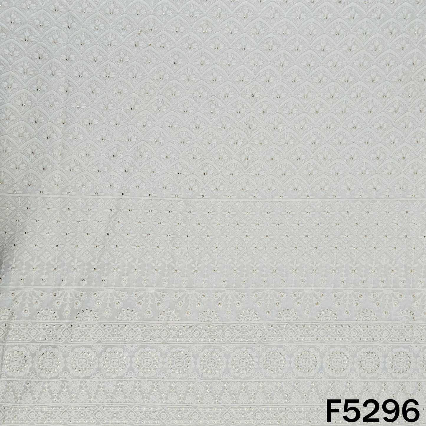 Dyeable Thread Sequins Embroidered Georgette Fabric - F5296